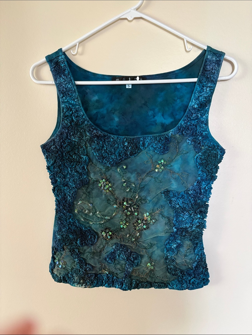 Mezon Teal Floral Appliqué Camisole